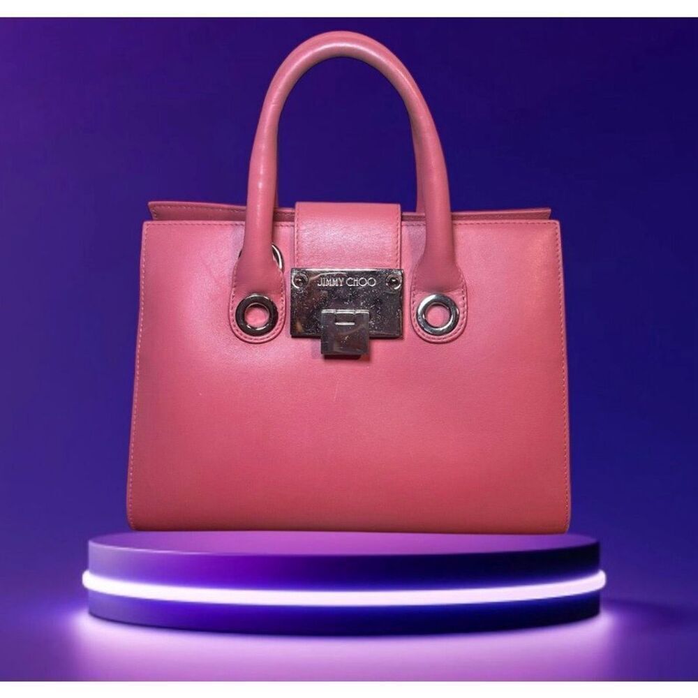 Jimmy Choo Riley Mini Bag Purse Pink Leather & Suede Preppy Convertible Handbag